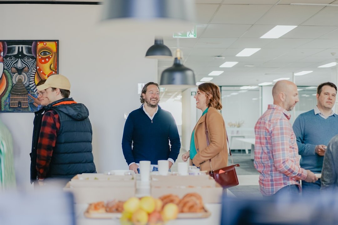Business professionals at a networking event