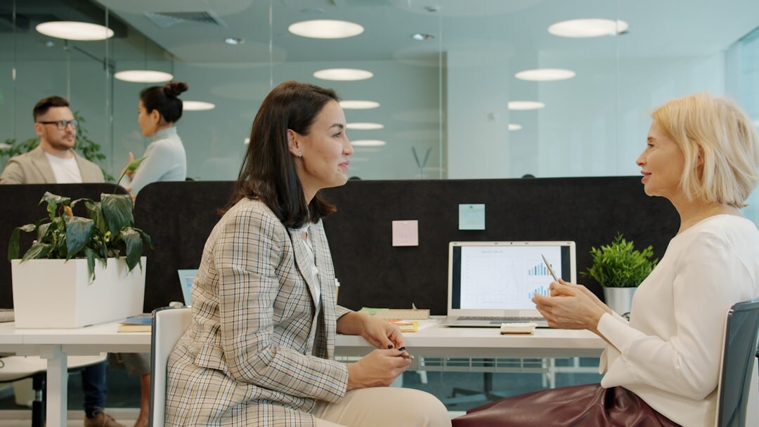 Business professionals networking in a modern office